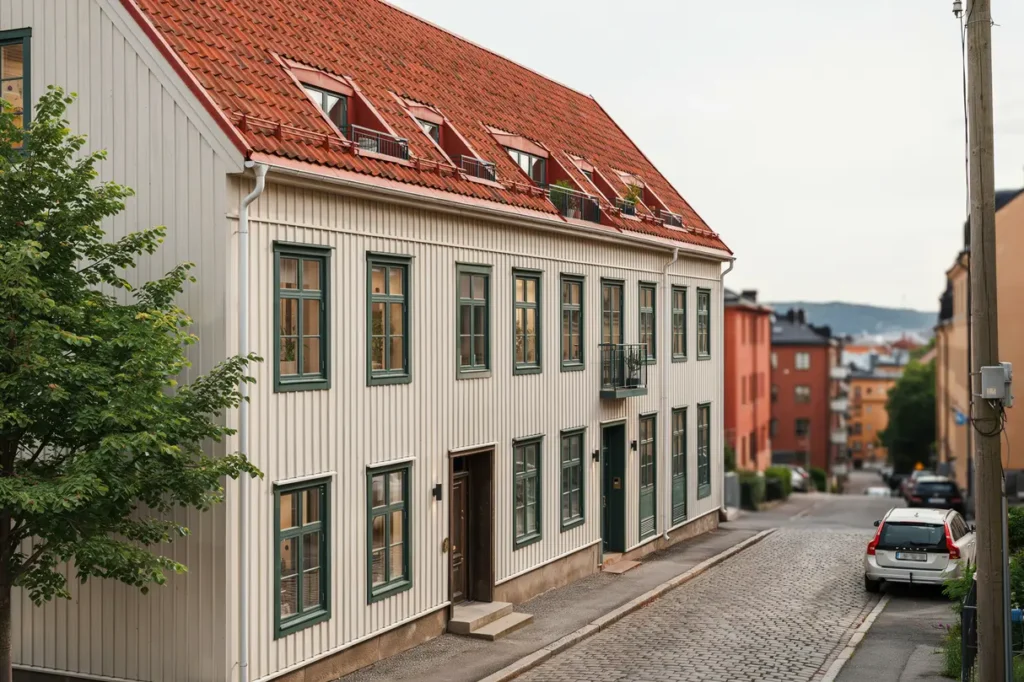 takrenovering med nya takpannor p flerfamiljshus i hammarbyh jden